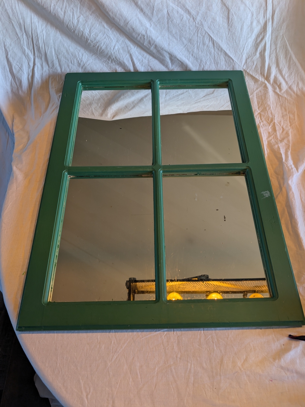 2/100$ Green wood Paneled Wall Mirror